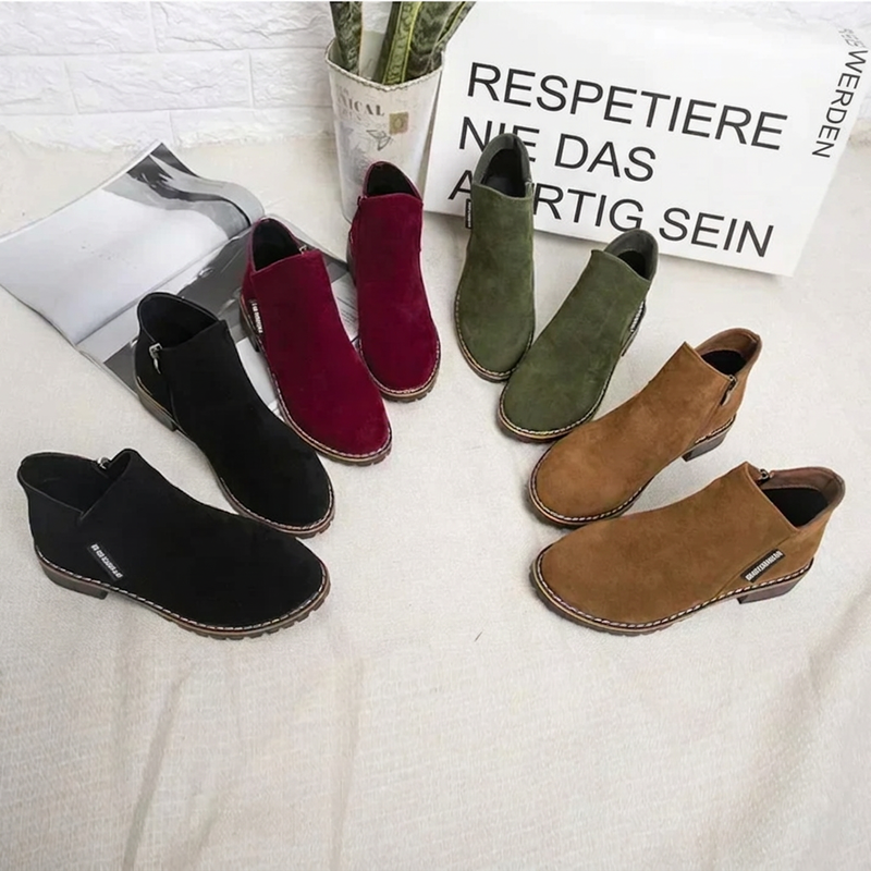 🖤Black Friday Sale 👢Stabiler niedriger Blockabsatz, ideal für den Alltag – Damen-Stiefeletten aus Wildleder-Optik ✨