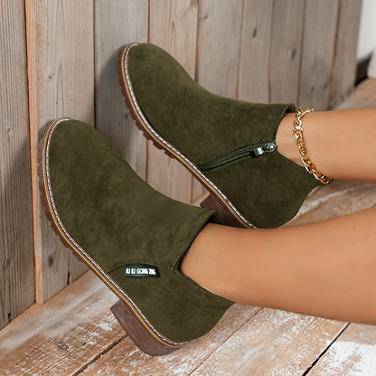 🖤Black Friday Sale 👢Stabiler niedriger Blockabsatz, ideal für den Alltag – Damen-Stiefeletten aus Wildleder-Optik ✨