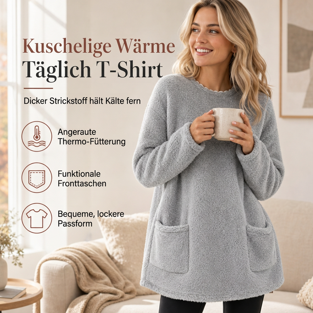 🔥Gebürstetes Futter, Wärme für Herbst & Winter – Warmes Damen-Langarmshirt mit Rundhalsausschnitt ✨