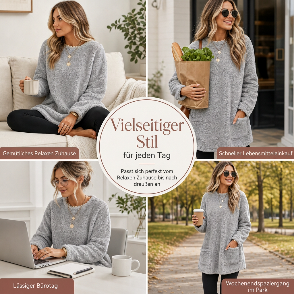 🔥Gebürstetes Futter, Wärme für Herbst & Winter – Warmes Damen-Langarmshirt mit Rundhalsausschnitt ✨