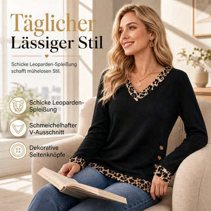 🛍️✨Langärmliges Strickoberteil mit V-Ausschnitt für Damen