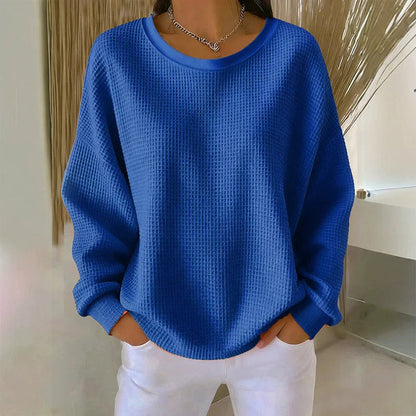 ☁️ Lässig & strukturiert – Waffelstrick-Sweatshirt im Loose-Fit – Weicher Stoff, lockerer Schnitt & vielseitig kombinierbar