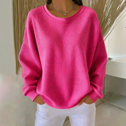 ☁️ Lässig & strukturiert – Waffelstrick-Sweatshirt im Loose-Fit – Weicher Stoff, lockerer Schnitt & vielseitig kombinierbar