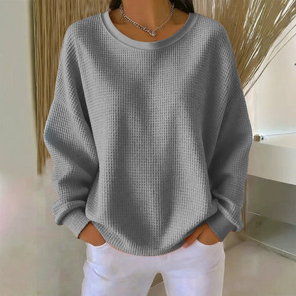 ☁️ Lässig & strukturiert – Waffelstrick-Sweatshirt im Loose-Fit – Weicher Stoff, lockerer Schnitt & vielseitig kombinierbar