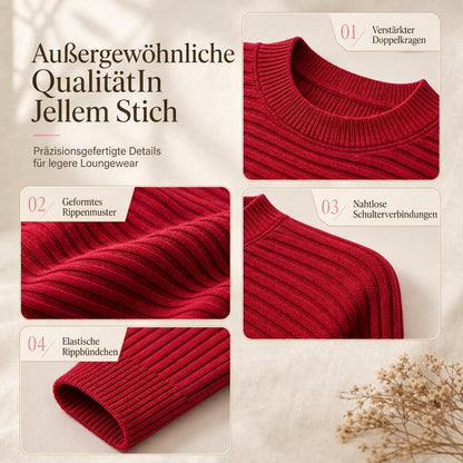 🔥Beliebtes Produkt ！✨Lässiger Strickpullover mit Rundhalsausschnitt, lockerer Passform, Fledermaus-Langärmeln und einfarbigem Design