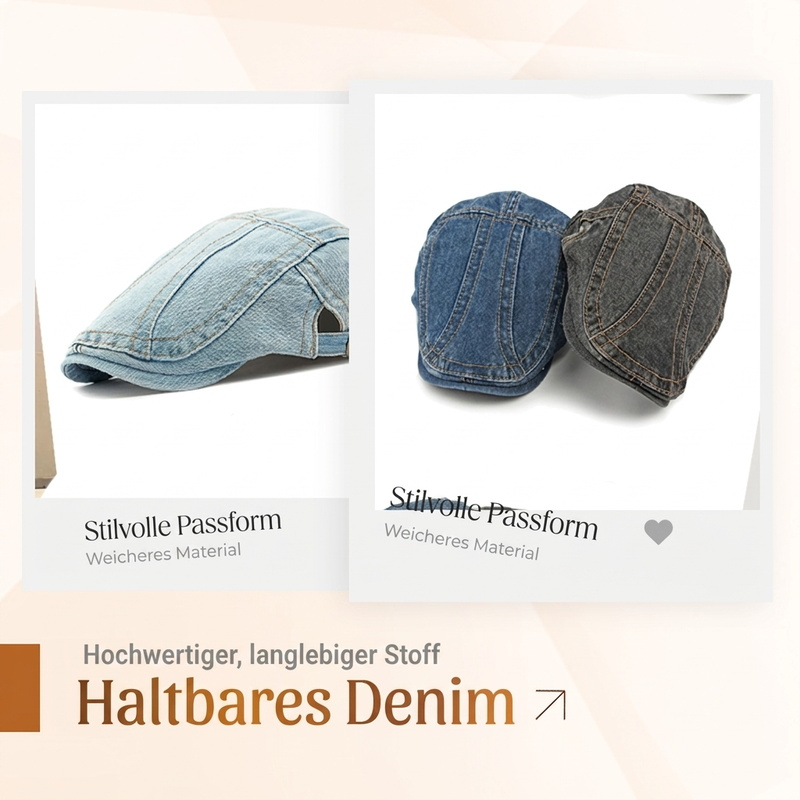 🧢 Unisex & mehrere Farben, Denim-Newsboy-Cap – Lässig & einfach zu kombinieren ✨