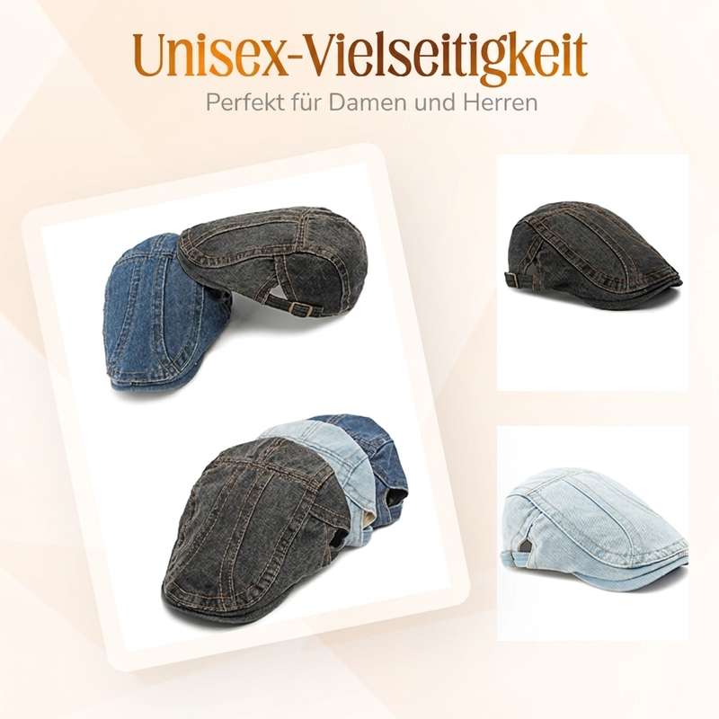 🧢 Unisex & mehrere Farben, Denim-Newsboy-Cap – Lässig & einfach zu kombinieren ✨