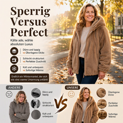 💕 Damen-Wintermantel aus weichem Teddy-Fleece – mit Kapuze, angenehm warm, lockere Passform 🧥