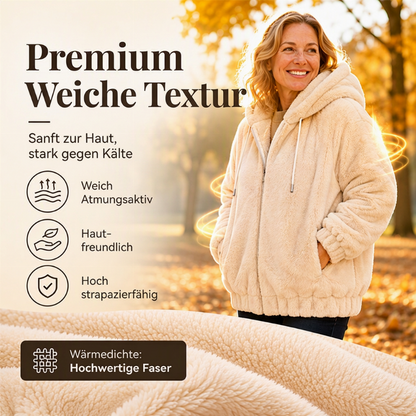 💕 Damen-Wintermantel aus weichem Teddy-Fleece – mit Kapuze, angenehm warm, lockere Passform 🧥