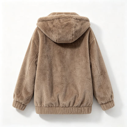 💕 Damen-Wintermantel aus weichem Teddy-Fleece – mit Kapuze, angenehm warm, lockere Passform 🧥