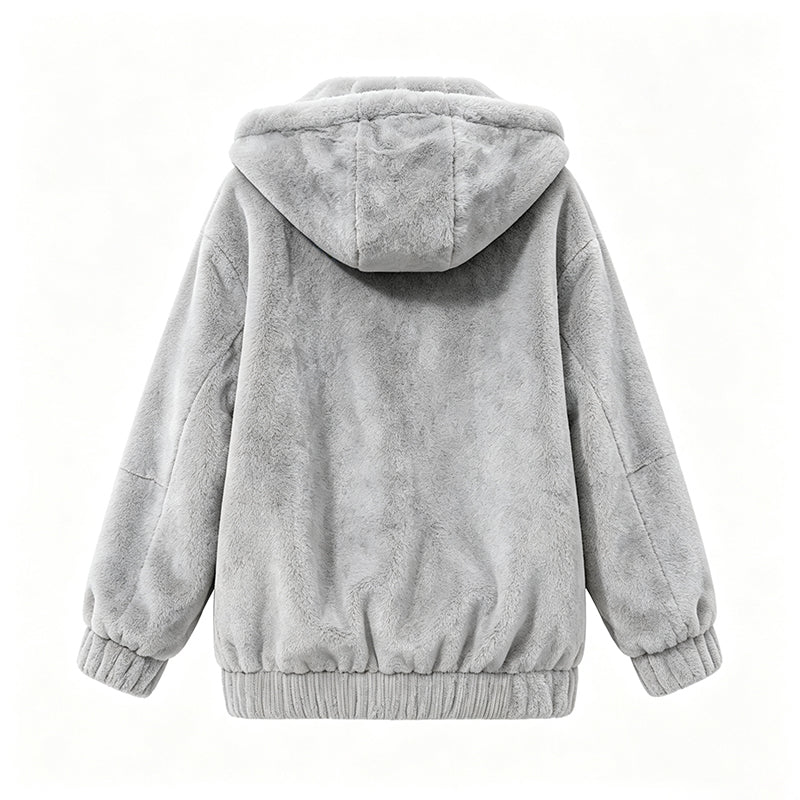 💕 Damen-Wintermantel aus weichem Teddy-Fleece – mit Kapuze, angenehm warm, lockere Passform 🧥