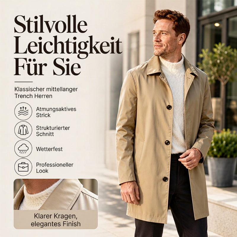 🧥Einfarbiger, einreihiger Mantel in mittlerer Länge für Herren✨