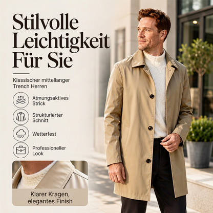 🧥Einfarbiger, einreihiger Mantel in mittlerer Länge für Herren✨
