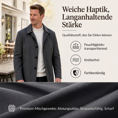 🧥Einfarbiger, einreihiger Mantel in mittlerer Länge für Herren✨