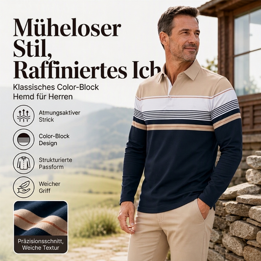 🧥Klassischer Farbblock, lässig & vielseitig – Herren Farbe Blockiertes Streifen Top ✨