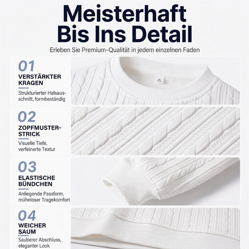 🧣Strickwärme, ideal für Herbst & Winter – Herren Kabelstrick Rundhalspullover ✨