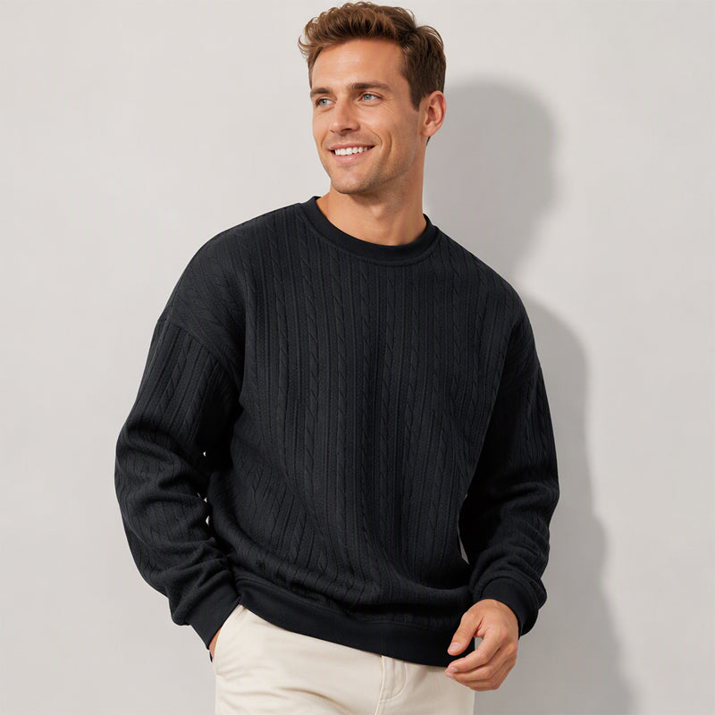 🧣Strickwärme, ideal für Herbst & Winter – Herren Kabelstrick Rundhalspullover ✨