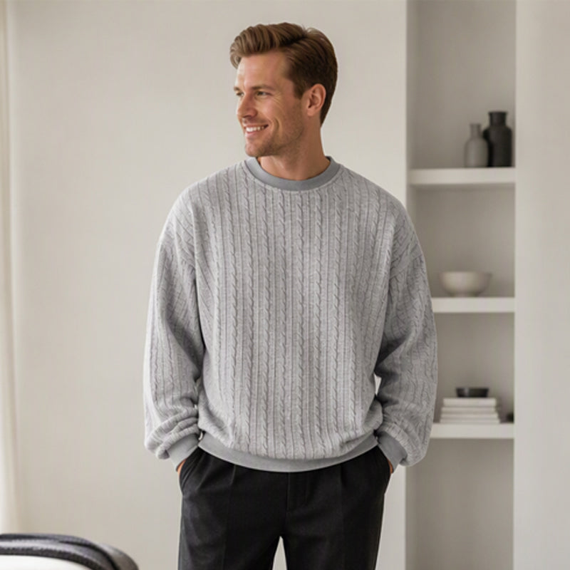 🧣Strickwärme, ideal für Herbst & Winter – Herren Kabelstrick Rundhalspullover ✨
