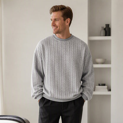 🧣Strickwärme, ideal für Herbst & Winter – Herren Kabelstrick Rundhalspullover ✨
