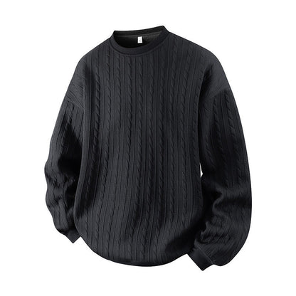 🧣Strickwärme, ideal für Herbst & Winter – Herren Kabelstrick Rundhalspullover ✨