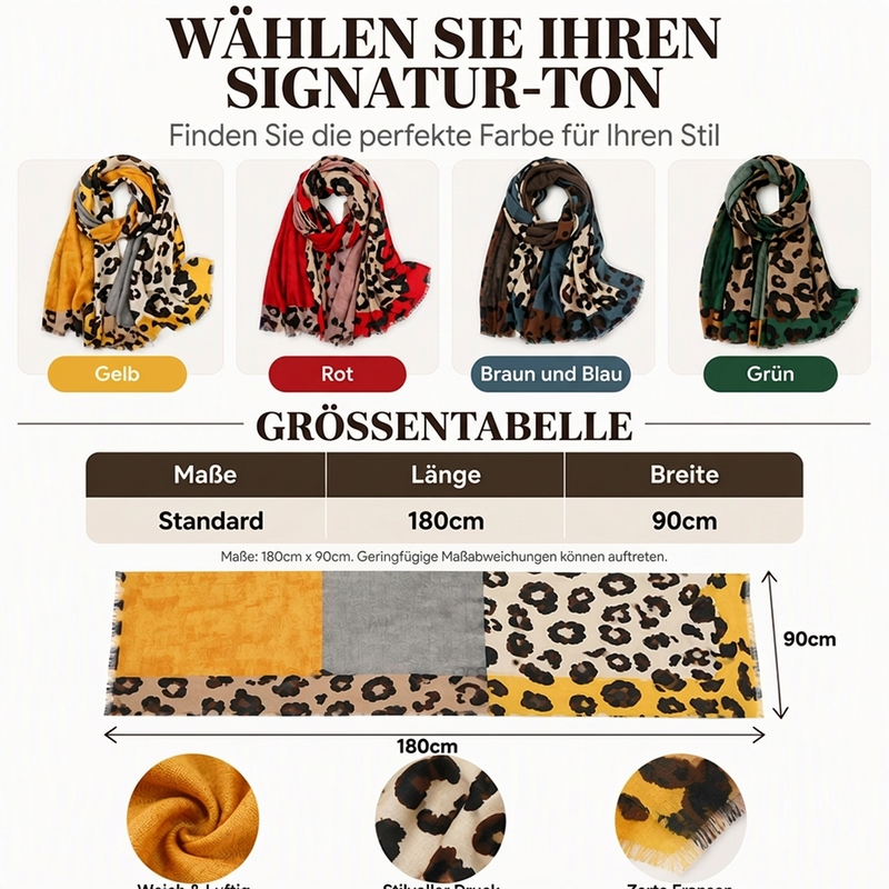☁️Weich und bequem, vielseitig im Alltag – leichter Schal mit Leopardenmuster ✨
