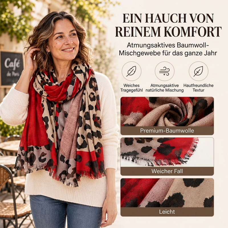 ☁️Weich und bequem, vielseitig im Alltag – leichter Schal mit Leopardenmuster ✨