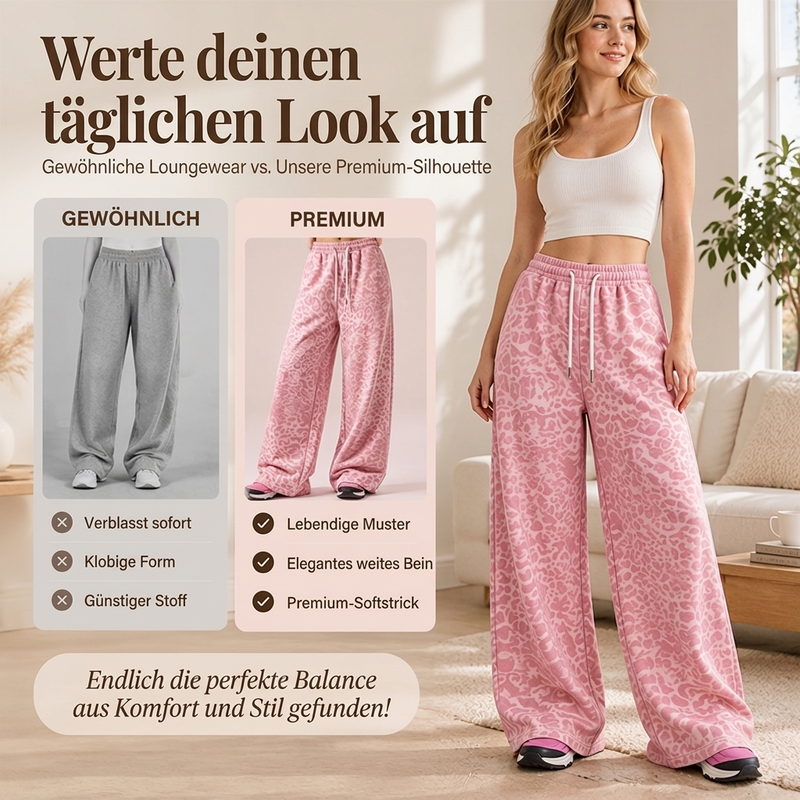 📢🎉50%Rabatt!!!🛍️✨Damen lässige Leopardenmuster weite Bein Jogginghose