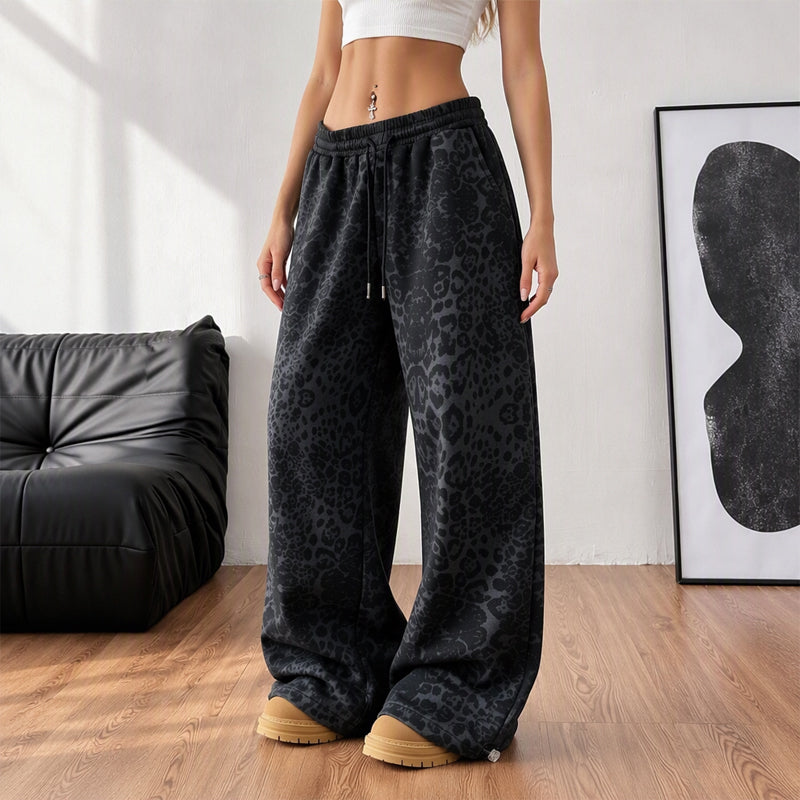 📢🎉50%Rabatt!!!🛍️✨Damen lässige Leopardenmuster weite Bein Jogginghose