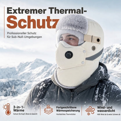 ❄️Vielseitig im Winter, Einheitsgröße verstellbar – Winddichter Wärme-Trapperhut mit Maske ✨
