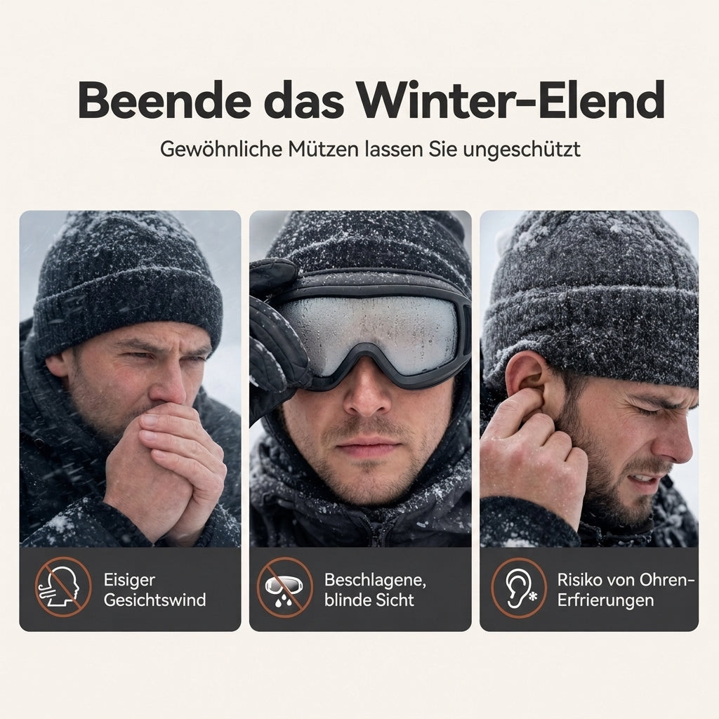 ❄️Vielseitig im Winter, Einheitsgröße verstellbar – Winddichter Wärme-Trapperhut mit Maske ✨