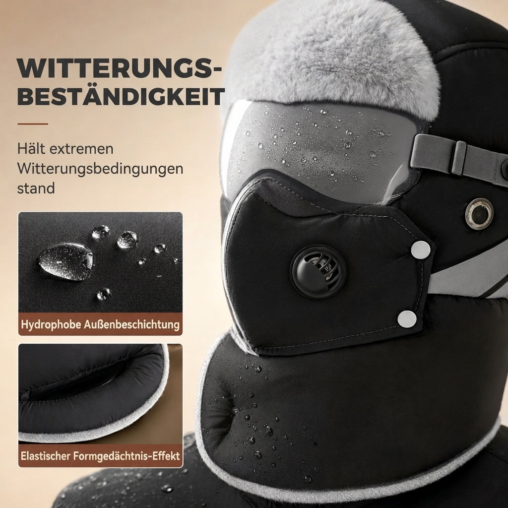 ❄️Vielseitig im Winter, Einheitsgröße verstellbar – Winddichter Wärme-Trapperhut mit Maske ✨