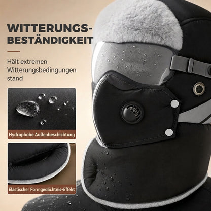 ❄️Vielseitig im Winter, Einheitsgröße verstellbar – Winddichter Wärme-Trapperhut mit Maske ✨