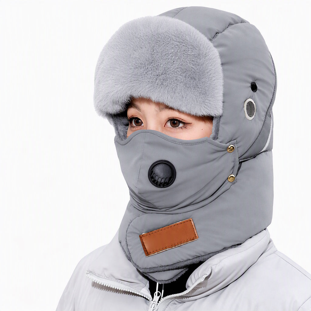 ❄️Vielseitig im Winter, Einheitsgröße verstellbar – Winddichter Wärme-Trapperhut mit Maske ✨