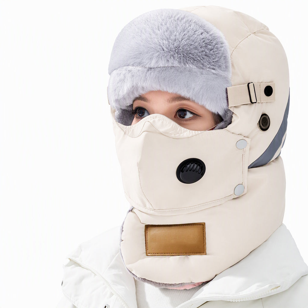 ❄️Vielseitig im Winter, Einheitsgröße verstellbar – Winddichter Wärme-Trapperhut mit Maske ✨