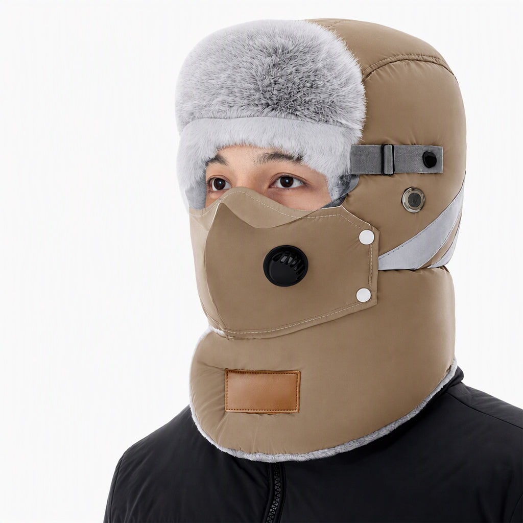 ❄️Vielseitig im Winter, Einheitsgröße verstellbar – Winddichter Wärme-Trapperhut mit Maske ✨