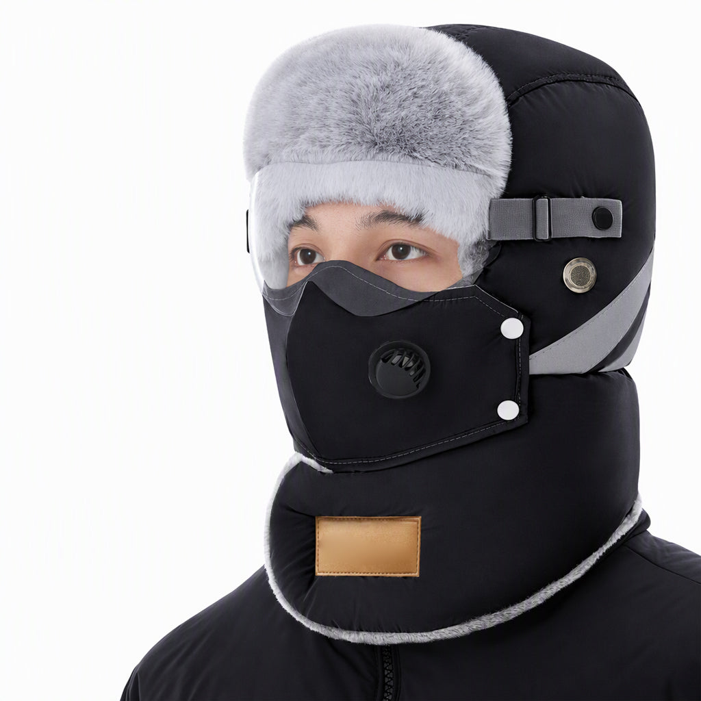 ❄️Vielseitig im Winter, Einheitsgröße verstellbar – Winddichter Wärme-Trapperhut mit Maske ✨