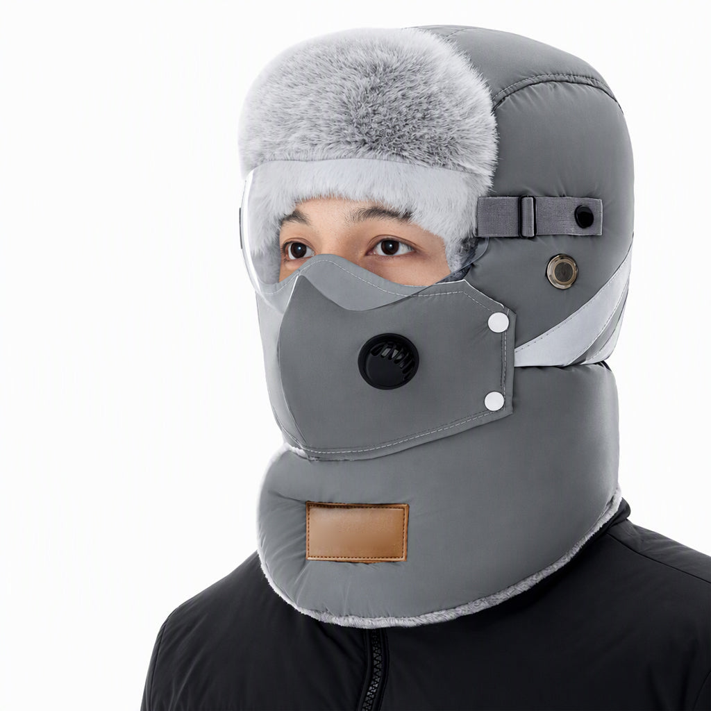 ❄️Vielseitig im Winter, Einheitsgröße verstellbar – Winddichter Wärme-Trapperhut mit Maske ✨