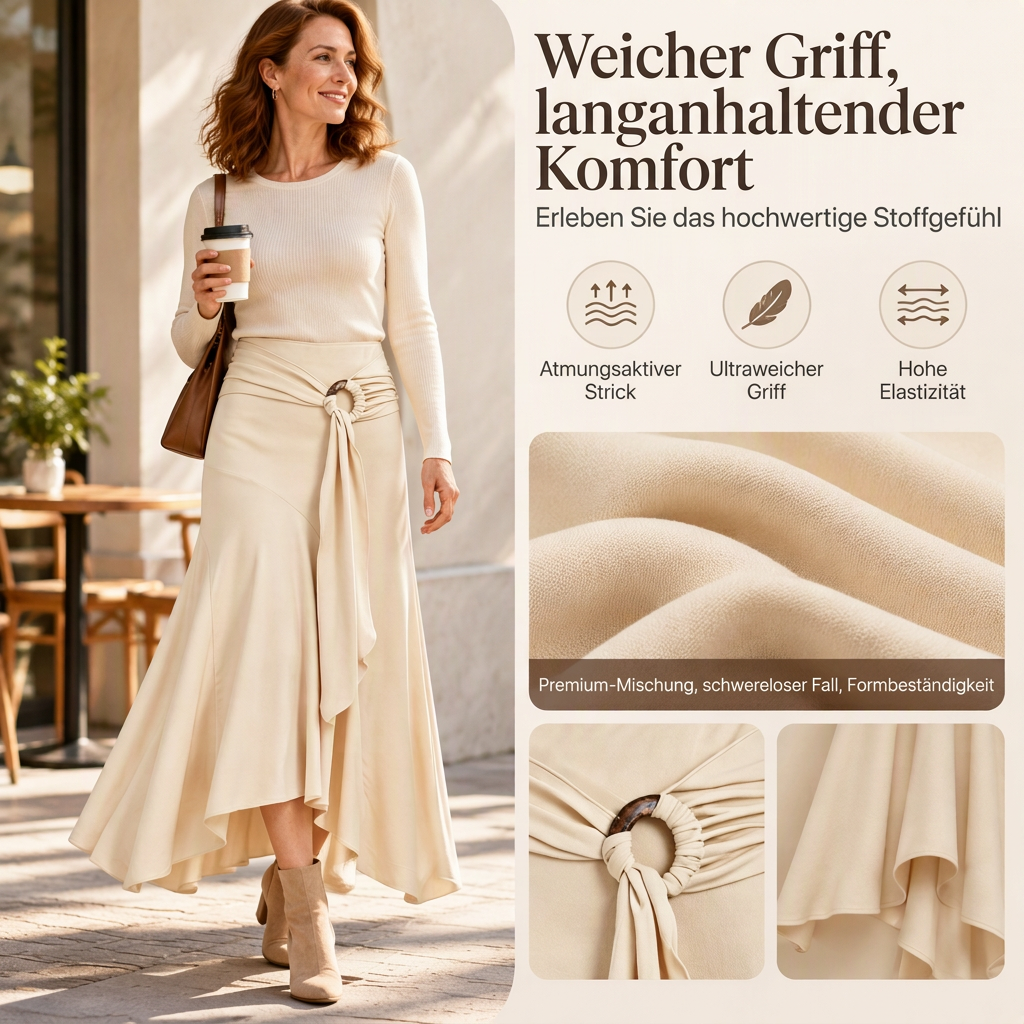 🎁Neu eingetroffen!🎁 Damen Midirock mit O-Ring-Bindung, unregelmäßigem Fischschwanz-Design