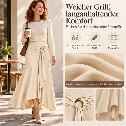 🎁Neu eingetroffen!🎁 Damen Midirock mit O-Ring-Bindung, unregelmäßigem Fischschwanz-Design