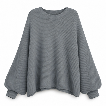 🔥Beliebtes Produkt ！✨Lässiger Strickpullover mit Rundhalsausschnitt, lockerer Passform, Fledermaus-Langärmeln und einfarbigem Design