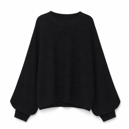 🔥Beliebtes Produkt ！✨Lässiger Strickpullover mit Rundhalsausschnitt, lockerer Passform, Fledermaus-Langärmeln und einfarbigem Design