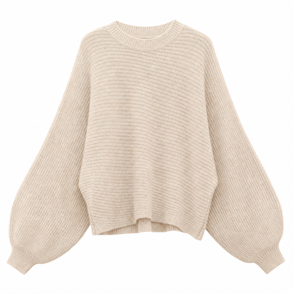 🔥Beliebtes Produkt ！✨Lässiger Strickpullover mit Rundhalsausschnitt, lockerer Passform, Fledermaus-Langärmeln und einfarbigem Design