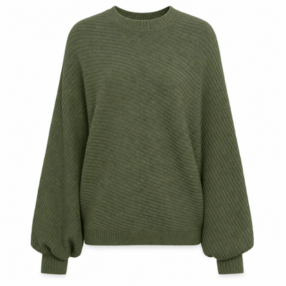 🔥Beliebtes Produkt ！✨Lässiger Strickpullover mit Rundhalsausschnitt, lockerer Passform, Fledermaus-Langärmeln und einfarbigem Design
