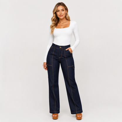 👖Weit geschnitten, bequem & schlankmachend – Damenjeans mit weitem Bein ✨