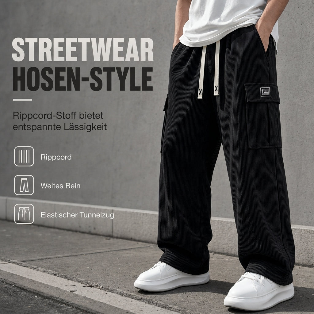 🧥Lässige Streetwear, kuscheliger Tragekomfort – Cargohose aus Cord für Herren ✨