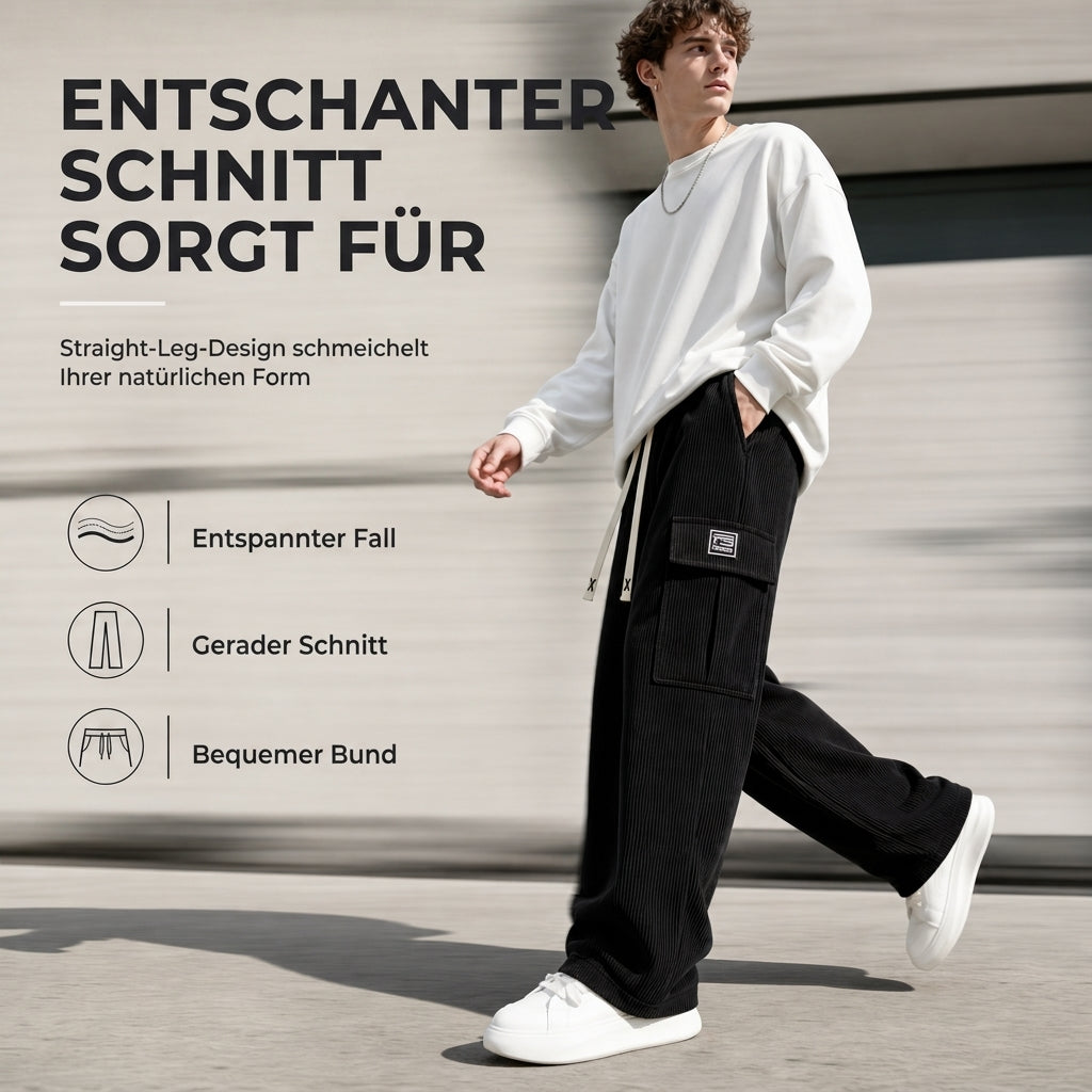 🧥Lässige Streetwear, kuscheliger Tragekomfort – Cargohose aus Cord für Herren ✨