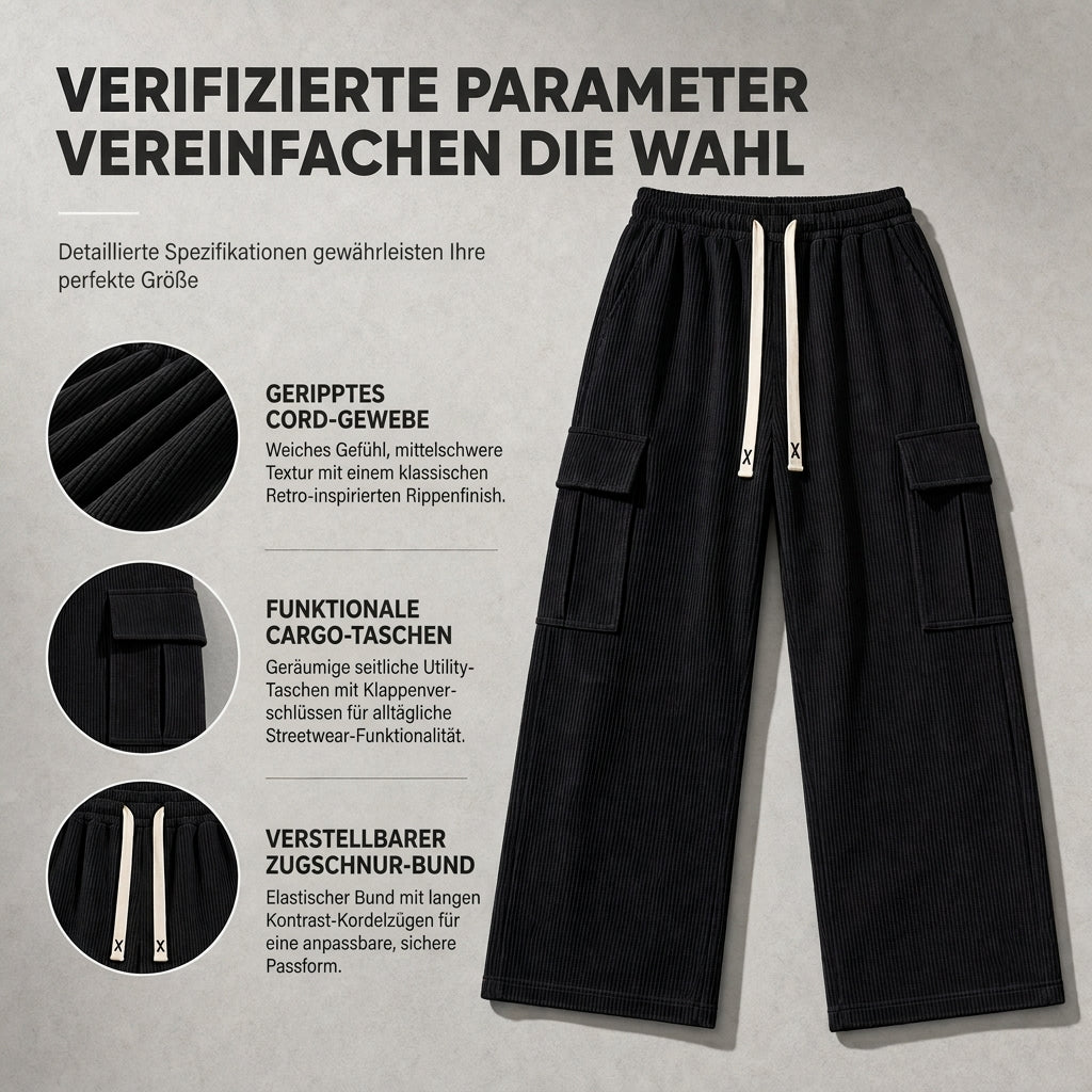 🧥Lässige Streetwear, kuscheliger Tragekomfort – Cargohose aus Cord für Herren ✨