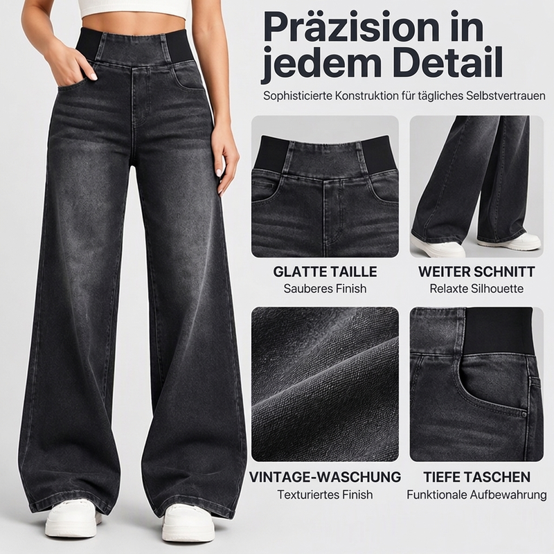 🥳Bestseller zurück! Jetzt kaufen!🥳 Freizeit-Jeans mit Stretch und weitem Bein für Damen