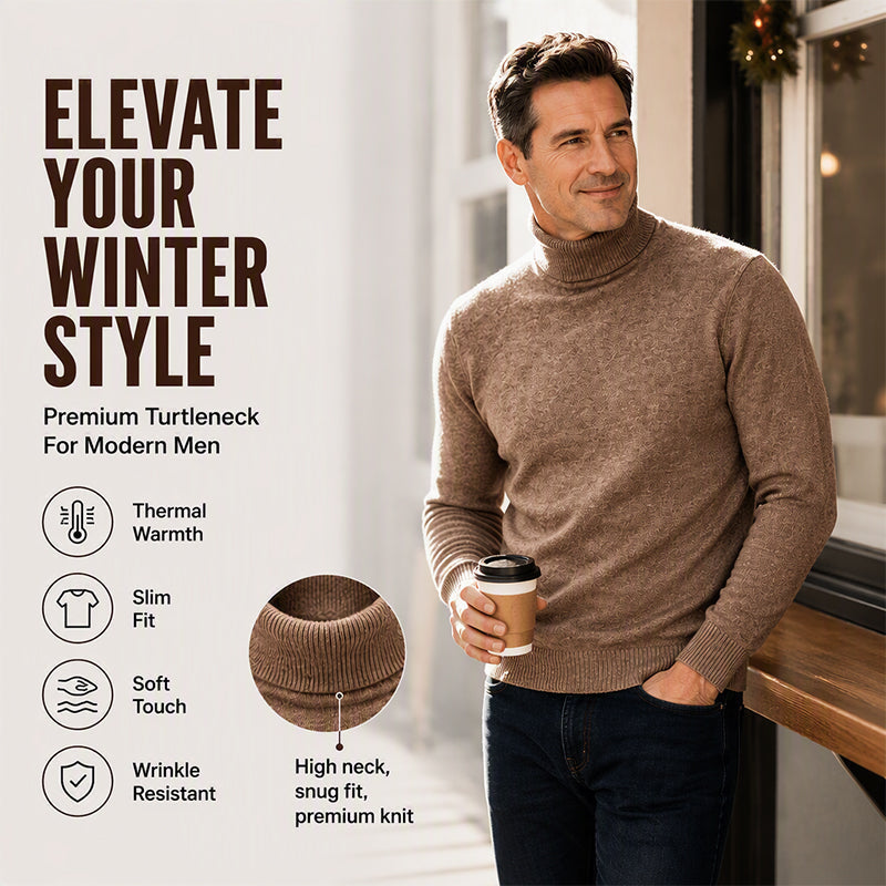 👔Elegante Passform, Business & Alltag – Klassischer Herren-Rollkragenpullover ✨