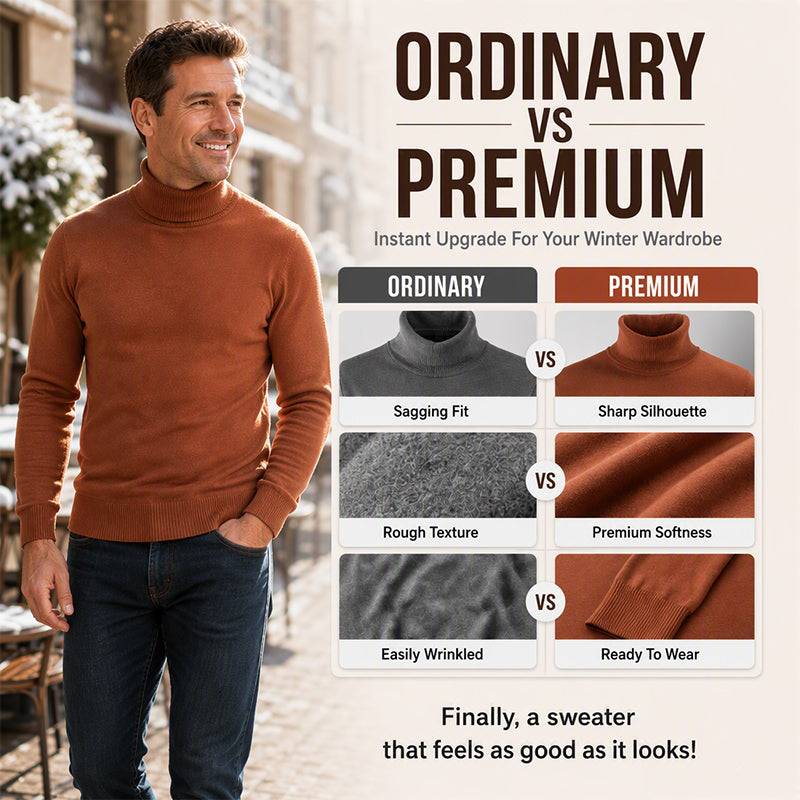 👔Elegante Passform, Business & Alltag – Klassischer Herren-Rollkragenpullover ✨